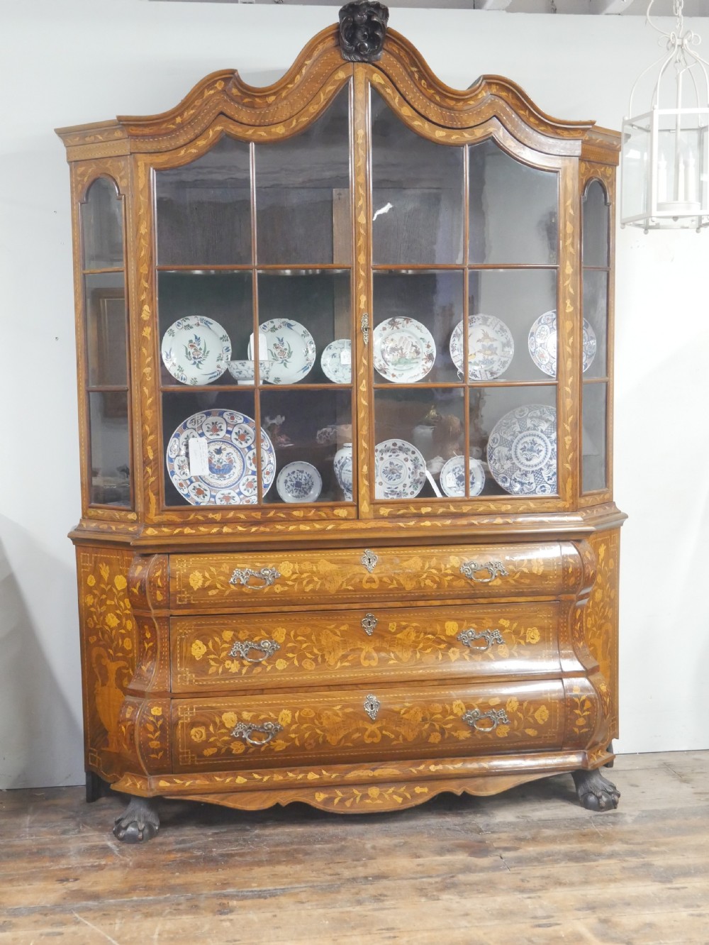 Dutch Marquetry Display Cabinet