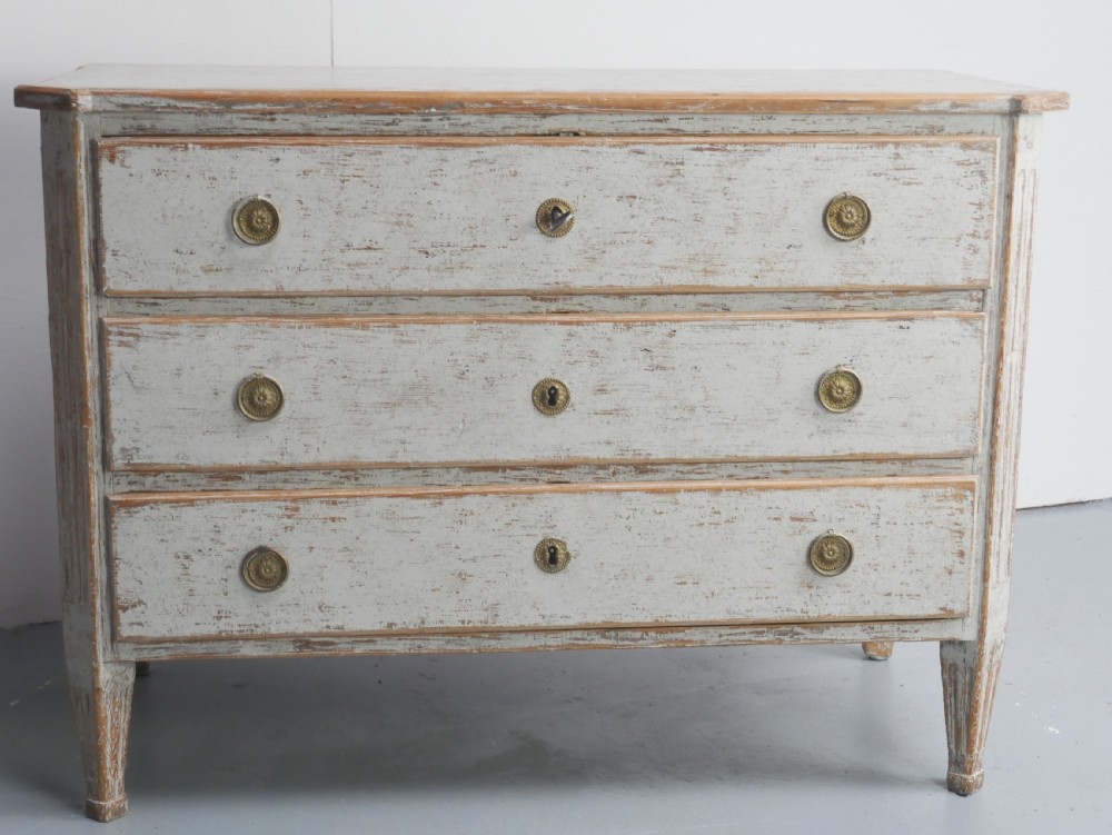 18thC Painted Swedish Gustavian Chest of Drawers