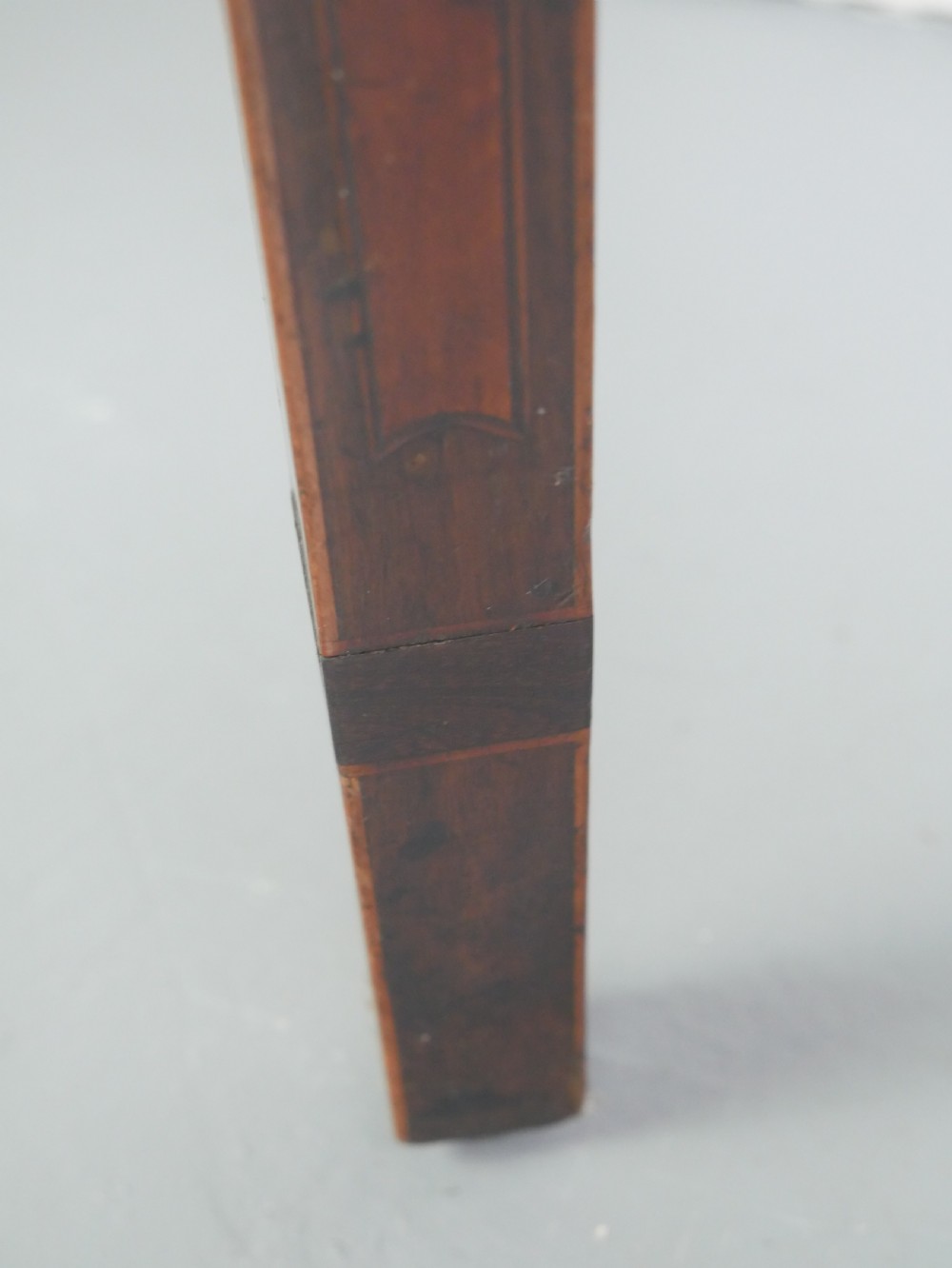 A Scottish Georgian mahogany demi-lune fold-over side table with inlaid square tapered legs. View XI