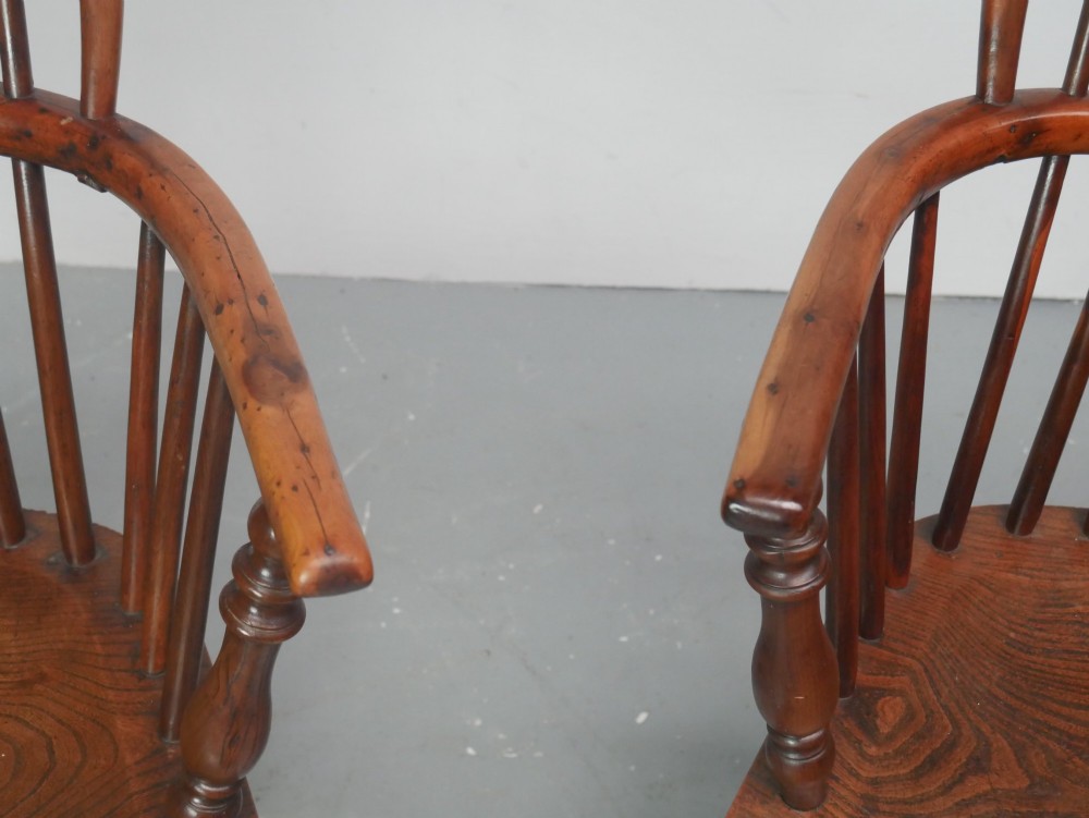 Pair Yew & Elm Windsor Armchairs View II