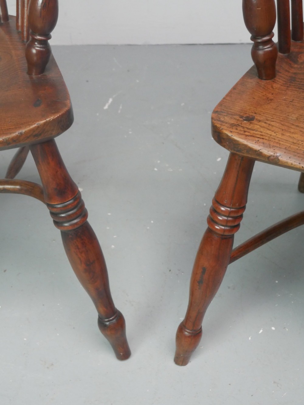 Pair Yew & Elm Windsor Armchairs View III