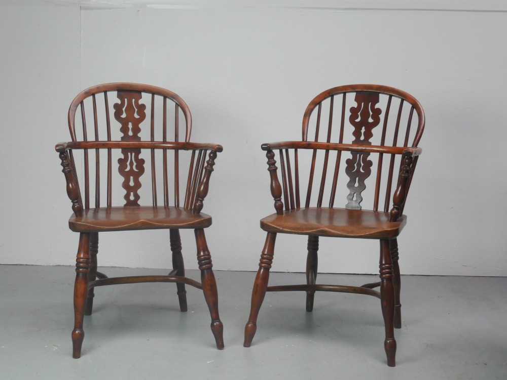 Pair Yew & Elm Windsor Armchairs View X
