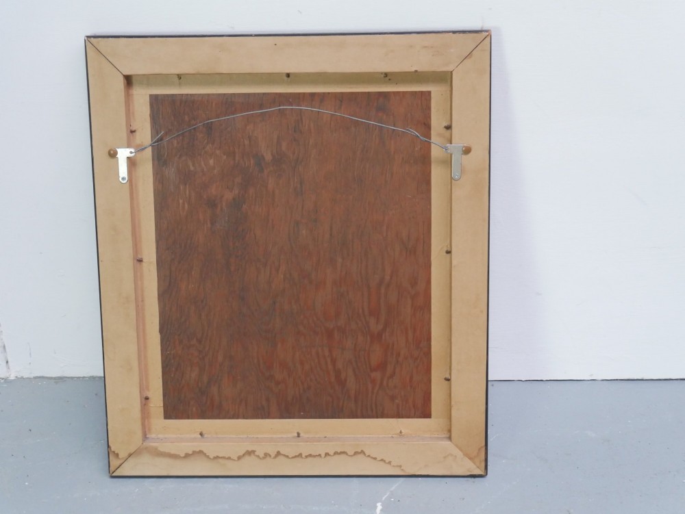 A rectangular wall mirror with a dark red and black mottled faux tortoiseshell frame featuring beaded inner moulding. View VIII