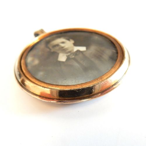 VICTORIAN ROLLED GOLD DOUBLE GLASS PHOTO LOCKET - ADDITIONAL PHOTO 2