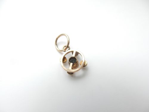 ANTIQUE 9CT GOLD SAPPHIRE PEARL PENDANT CHARM - ADDITIONAL PHOTO 3