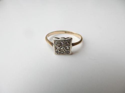 ART DECO 9CT GOLD DIAMOND PLAQUE RING - ADDITIONAL PHOTO 1