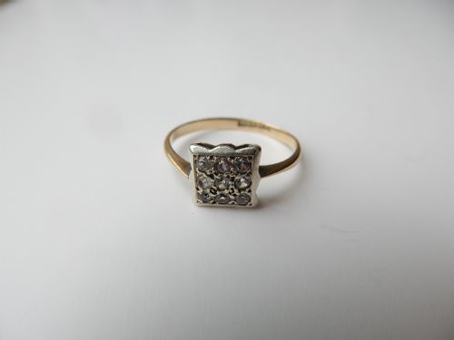 ART DECO 9CT GOLD DIAMOND PLAQUE RING - ADDITIONAL PHOTO 2