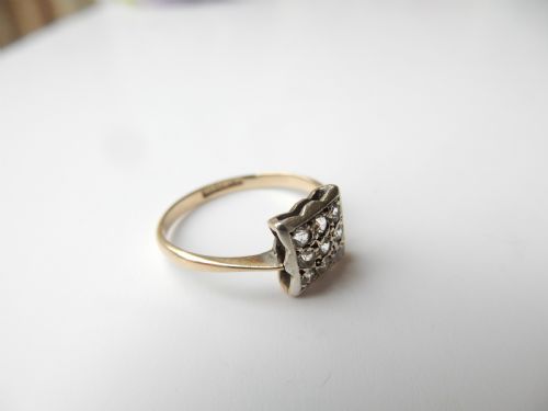 ART DECO 9CT GOLD DIAMOND PLAQUE RING - ADDITIONAL PHOTO 5