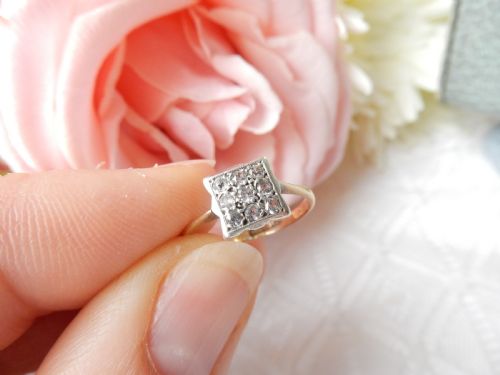 ART DECO 9CT GOLD DIAMOND PLAQUE RING - ADDITIONAL PHOTO 9
