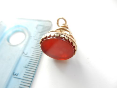 VINTAGE 9CT GOLD CARNELIAN FOB PENDANT - ADDITIONAL PHOTO 7