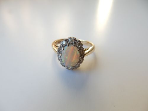 ANTIQUE 18CT GOLD OPAL DIAMOND RING - ADDITIONAL PHOTO 1