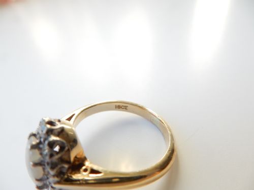 ANTIQUE 18CT GOLD OPAL DIAMOND RING - ADDITIONAL PHOTO 4