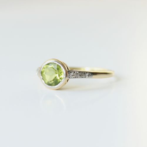ANTIQUE 18CT GOLD PERIDOT DIAMOND RING - ADDITIONAL PHOTO 1