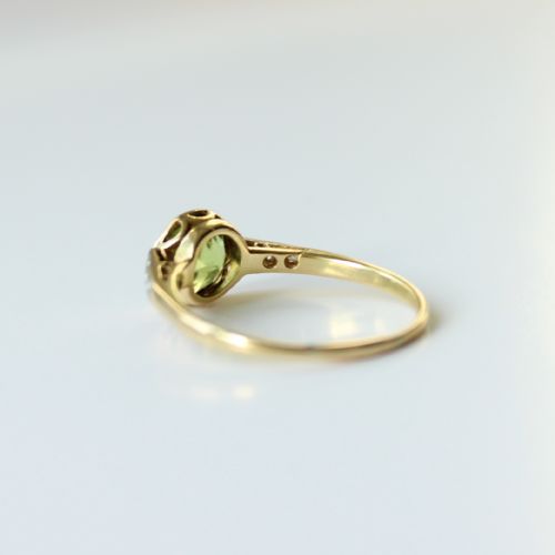 ANTIQUE 18CT GOLD PERIDOT DIAMOND RING - ADDITIONAL PHOTO 2