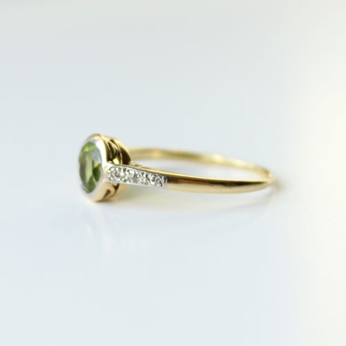 ANTIQUE 18CT GOLD PERIDOT DIAMOND RING - ADDITIONAL PHOTO 4