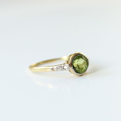ANTIQUE 18CT GOLD PERIDOT DIAMOND RING - ADDITIONAL PHOTO 5
