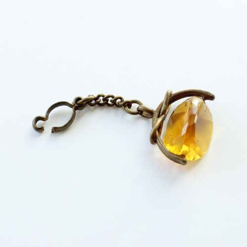 antique gilt metal citrine spinning fob pendant - CATEGORY: ANTIQUE JEWELLERY - DATED EDWARDIAN