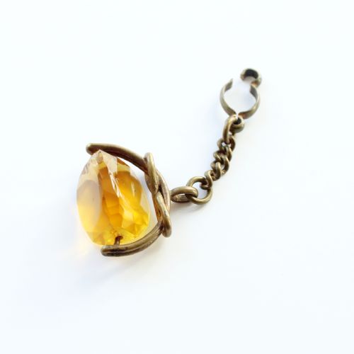 ANTIQUE GILT METAL CITRINE SPINNING FOB PENDANT - ADDITIONAL PHOTO 4