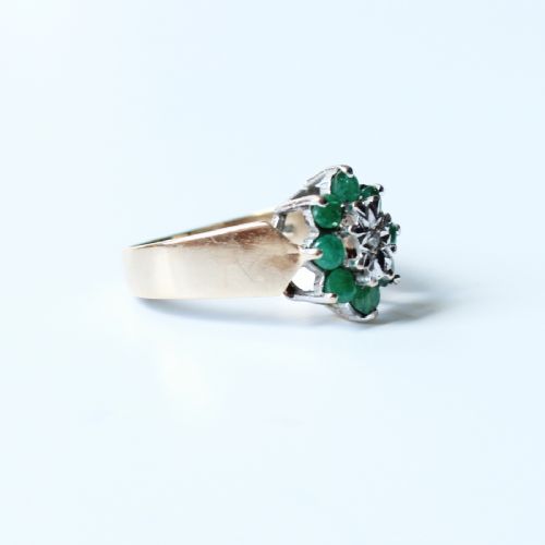 VINTAGE 9CT GOLD EMERALD DIAMOND RING - ADDITIONAL PHOTO 1