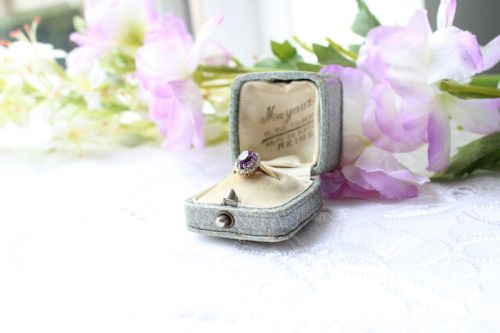 18CT GOLD AMETHYST DIAMOND RING - ADDITIONAL PHOTO 5