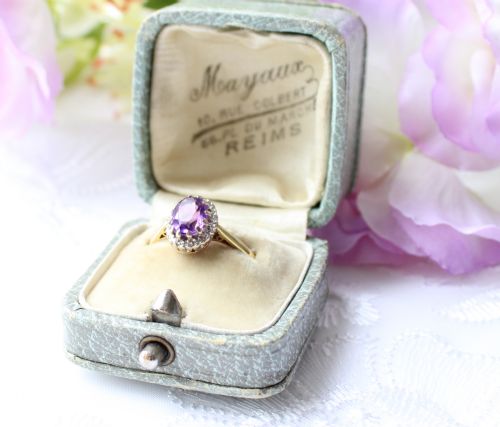 18CT GOLD AMETHYST DIAMOND RING - ADDITIONAL PHOTO 6