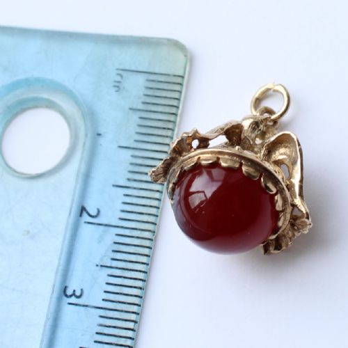 VICTORIAN 9CT FOB WITH SWALLOWS CARNELIAN CABOCHON 54GRAMS - ADDITIONAL PHOTO 6