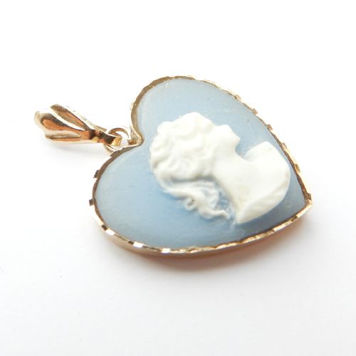 vintage 9ct gold cameo lady pendant - CATEGORY: ANTIQUE JEWELLERY - DATED 1950
