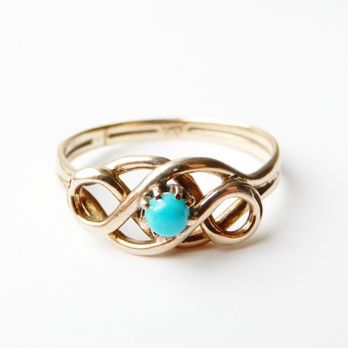 antique 9ct gold turquoise ring - CATEGORY: ANTIQUE JEWELLERY - DATED VICTORIAN