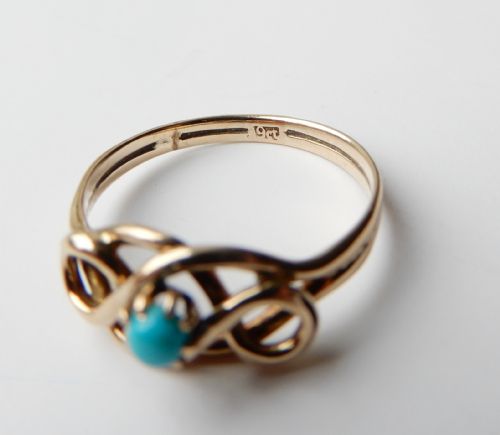 ANTIQUE 9CT GOLD TURQUOISE RING - ADDITIONAL PHOTO 1