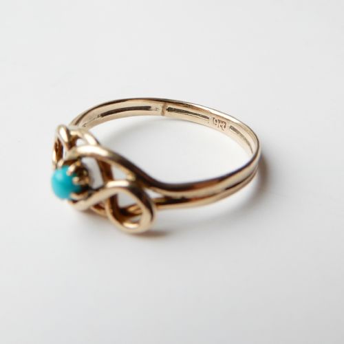 ANTIQUE 9CT GOLD TURQUOISE RING - ADDITIONAL PHOTO 2