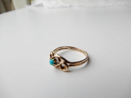 ANTIQUE 9CT GOLD TURQUOISE RING - ADDITIONAL PHOTO 3