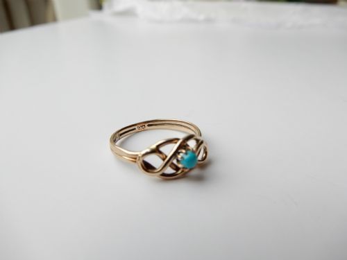 ANTIQUE 9CT GOLD TURQUOISE RING - ADDITIONAL PHOTO 5