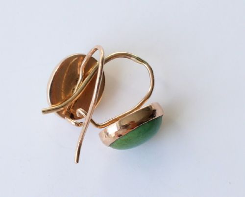 ANTIQUE 9CT GOLD TURQUOISE HOOK EARRINGS - ADDITIONAL PHOTO 2