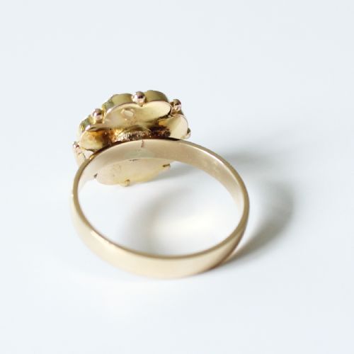 ANTIQUE 9CT GOLD ETRUSCAN DIAMOND RING - ADDITIONAL PHOTO 2