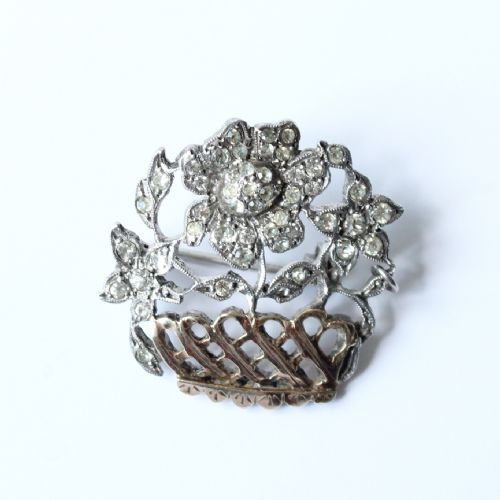 EARLY VICTORIAN 9CT FINE SILVER PASTE GIARDINETTI BROOCH - ADDITIONAL PHOTO 1