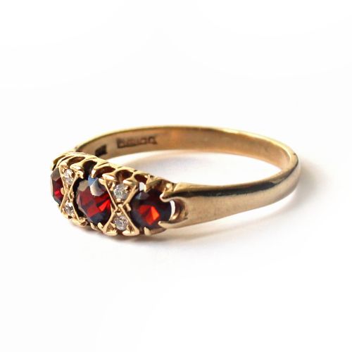 VINTAGE 9CT GOLD EMERALD PASTE DIAMOND RING - ADDITIONAL PHOTO 1