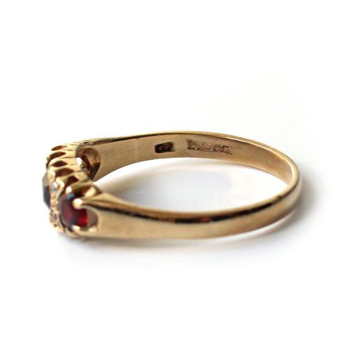 VINTAGE 9CT GOLD EMERALD PASTE DIAMOND RING - ADDITIONAL PHOTO 2