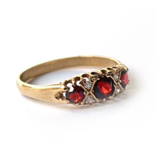 VINTAGE 9CT GOLD EMERALD PASTE DIAMOND RING - ADDITIONAL PHOTO 4