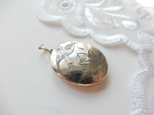 VICTORIAN STERLING SILVER AESTHETIC PERIOD SWALLOW LOCKET - ADDITIONAL PHOTO 1