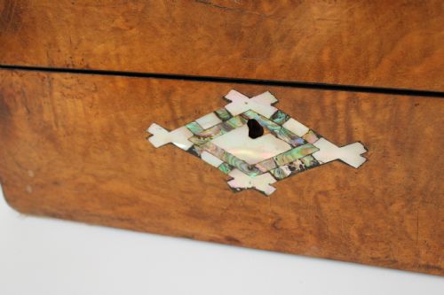ANTIQUE WALNUT MULTI RING JEWELERY BOX WITH PEARL INLAY - ADDITIONAL PHOTO 1
