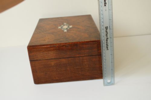 ANTIQUE WALNUT MULTI RING JEWELERY BOX WITH PEARL INLAY - ADDITIONAL PHOTO 12