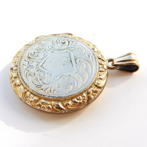 ANTIQUE ROLLED GOLD LOCKET WITH SHIELD - ADDITIONAL PHOTO 1