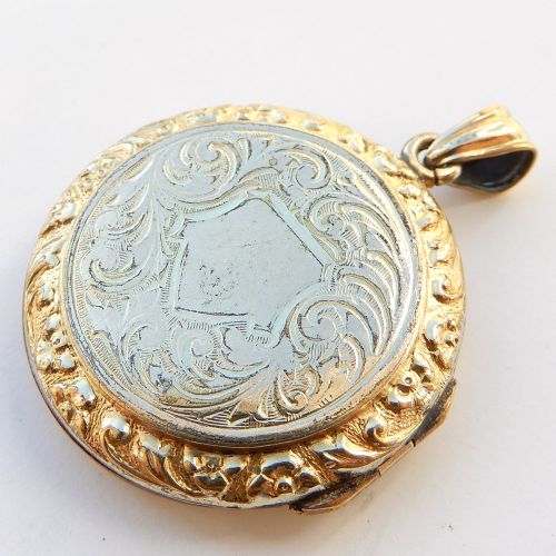 ANTIQUE ROLLED GOLD LOCKET WITH SHIELD - ADDITIONAL PHOTO 4