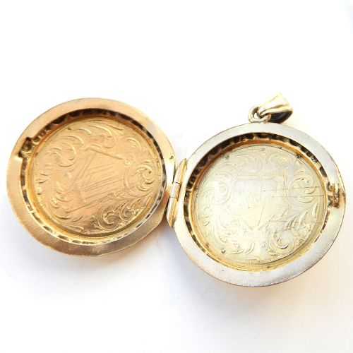 ANTIQUE ROLLED GOLD LOCKET WITH SHIELD - ADDITIONAL PHOTO 5
