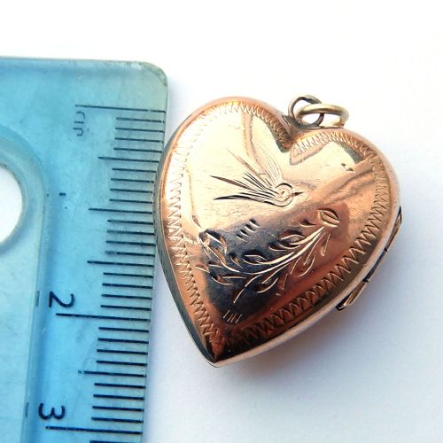 ANTIQUE 9CT ROSE GOLD BACK FRONT SWALLOW LOCKET - ADDITIONAL PHOTO 2