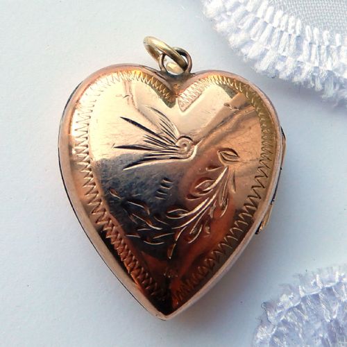 ANTIQUE 9CT ROSE GOLD BACK FRONT SWALLOW LOCKET - ADDITIONAL PHOTO 4