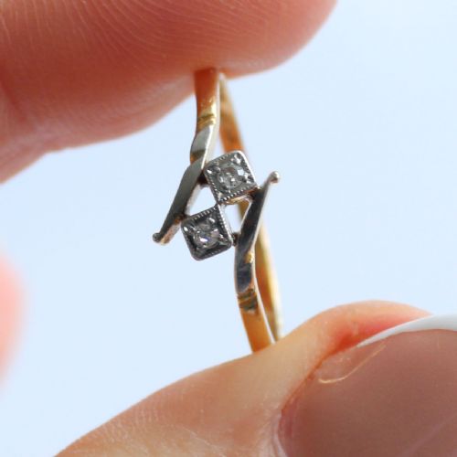ART DECO 18CT GOLD DIAMOND BYPASS RING - ADDITIONAL PHOTO 5