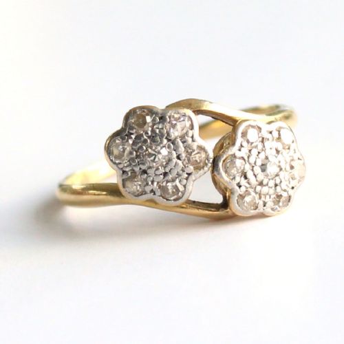 ANTIQUE 18CT GOLD DIAMOND TOI ET MOI RING - ADDITIONAL PHOTO 3