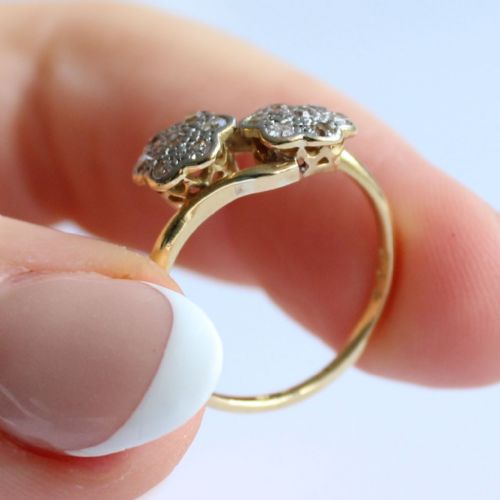 ANTIQUE 18CT GOLD DIAMOND TOI ET MOI RING - ADDITIONAL PHOTO 5