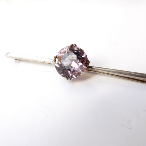 ANTIQUE STERLING SILVER AMETHYST BAR BROOCH - ADDITIONAL PHOTO 3